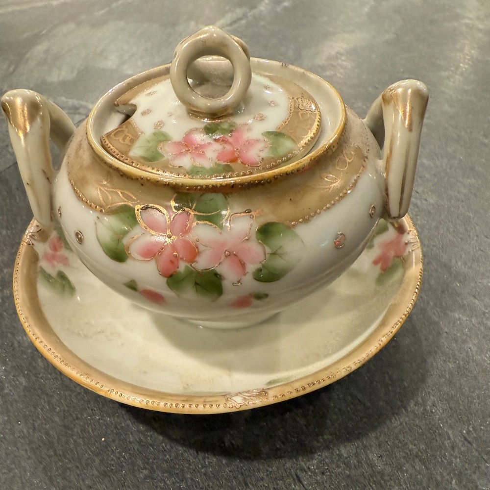 Vintage mid-century Nippon hand painted bowl with lid